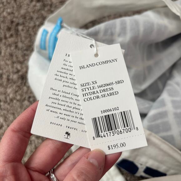 NWT Island Company 100% Linen Hydra Dress Sz XS Blue White Seabed - Picture 5 of 14